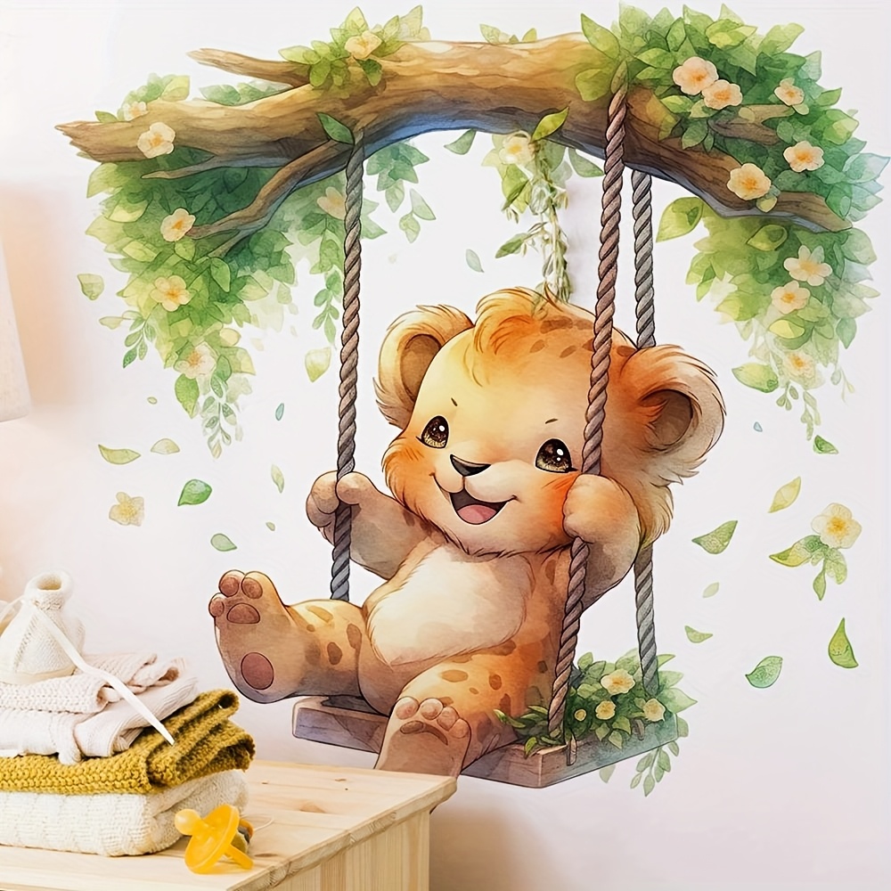 Furniture Paradise & Hardware Ghaziabad By Owner - 1 Cartoon-Tierparadies, niedlicher kleiner Leopard, Schaukel-Wandaufkleber,