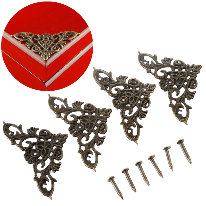 Furniture Hardware Antique - 12 Stück antike Eckklammern, Möbelbeschläge, Bronze,