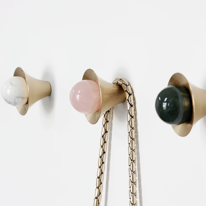 Furniture Hook Hardware - Naturstein + massives Messing, Küchenschublade, Schrankgriff,