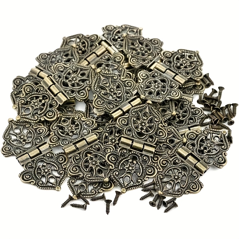 Furniture Hardware Vintage - 8 Stück Vintage Legierung Hohlblumen-Scharniere Möbelbeschläge