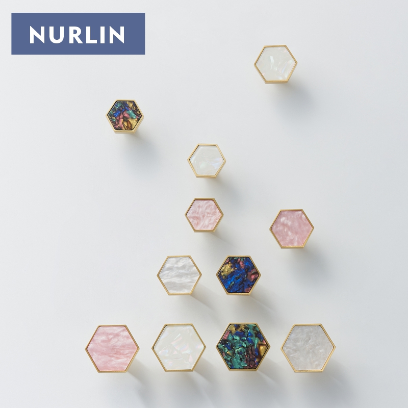 Furniture Hook Hardware - Nurlin Messing sechseckig weiß rosa bunte
